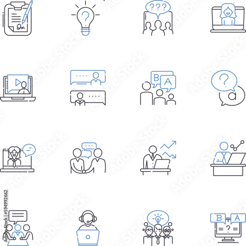 Investigating and remarks line icons collection. research, exploration, analysis, evaluation, scrutiny, observation, inspection vector and linear illustration. examination,study,diagnosis outline