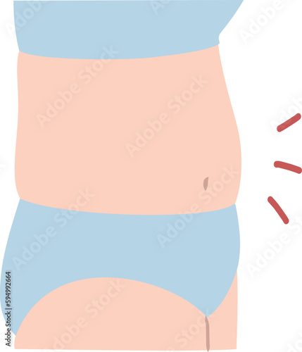 お腹にお肉のついた女性のイラスト素材