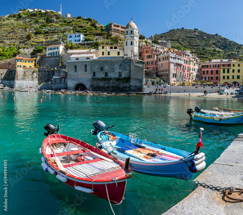 Fishing boats in Vernazza - Cinque Terre in liguria - Italy