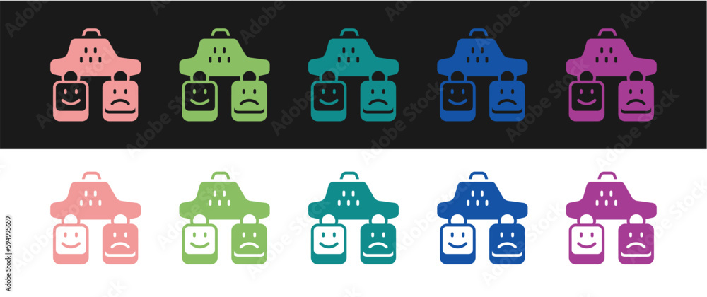 Set Taxi service rating icon isolated on black and white background. Vector