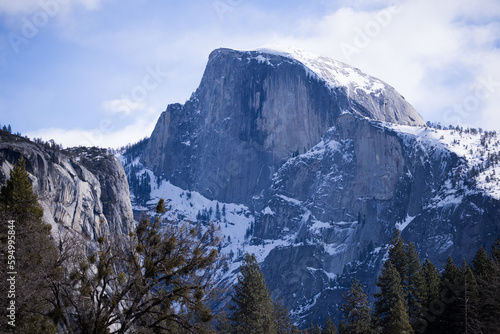 Half Dome with a winters snow