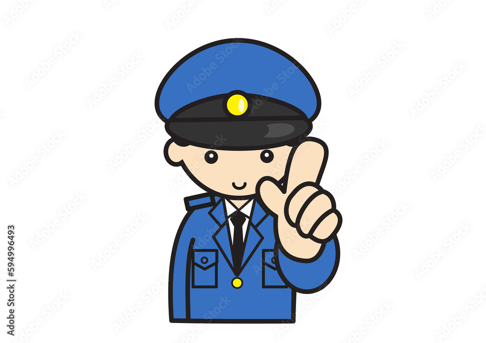 笑顔の指さしポーズの警察官