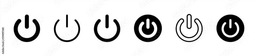 On off power button. Switch on switch off icon. Press start button sign ...