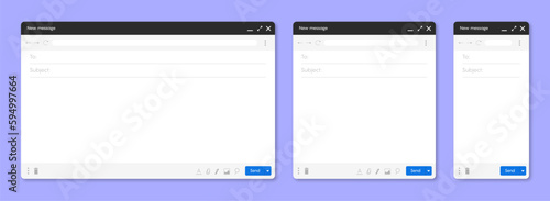 Set of email interface. Template of browser window illustration 10 eps.