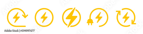 Lightning bolt icon set. Electric power vector isolated on white background. Vector 10 eps.