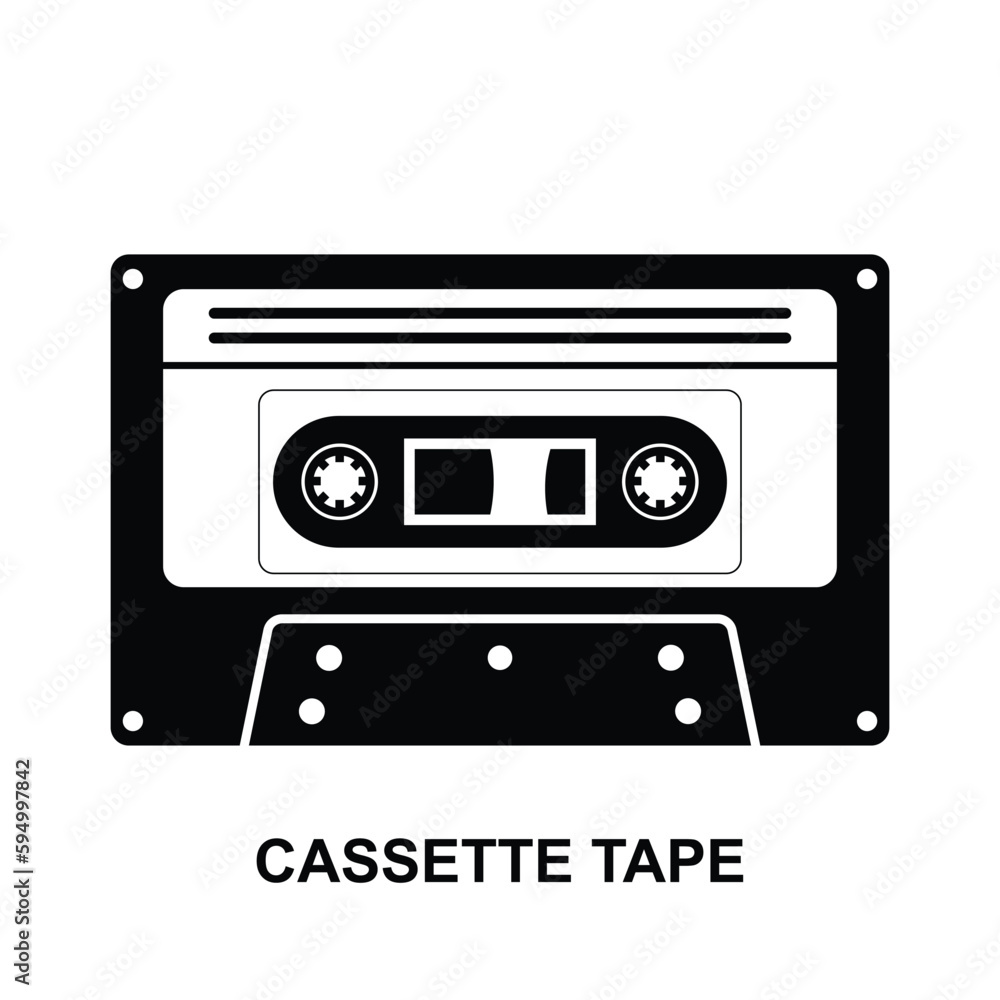 Cassette tape icon isolated on white background vector illustration.