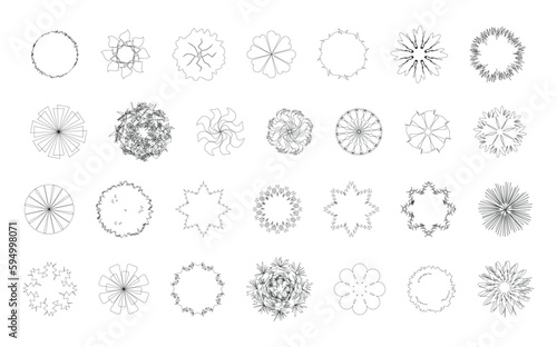 Vector set of trees for architectural, landscaping and interior decoration design.
