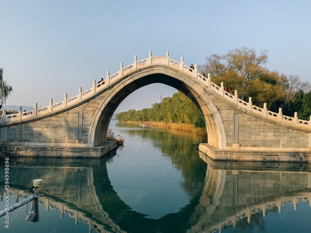 Jade Belt Bridge in Beijing above flowing above the river during the daytime