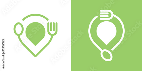 loo design location pin and food cutlery icon vector illustration