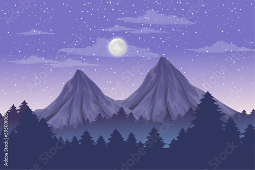 realistic Gradient mountain landscape, Mountain beautiful background. illustration.