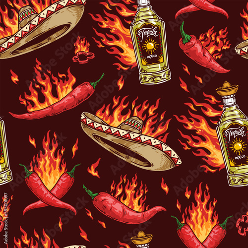 Mexican party pattern seamless colorful