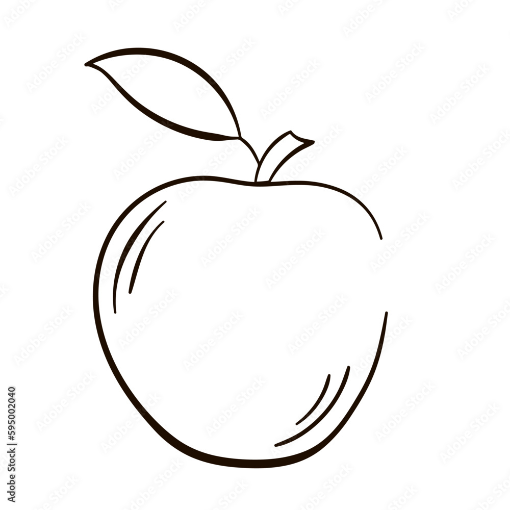 Apple fruit vector illustration.Hand drawn sketch engraving illustration. Black apple isolated on white background.