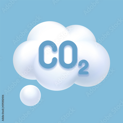 CO2 Icon. Carbon dioxide emissions, emission reductions. Ecology and environment symbol. 3d Vector Illustration.