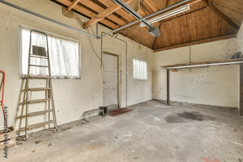 Wallpaper Mural an empty room with no one on the wall or ceiling and ladders hanging from the ceiling to the floor Torontodigital.ca