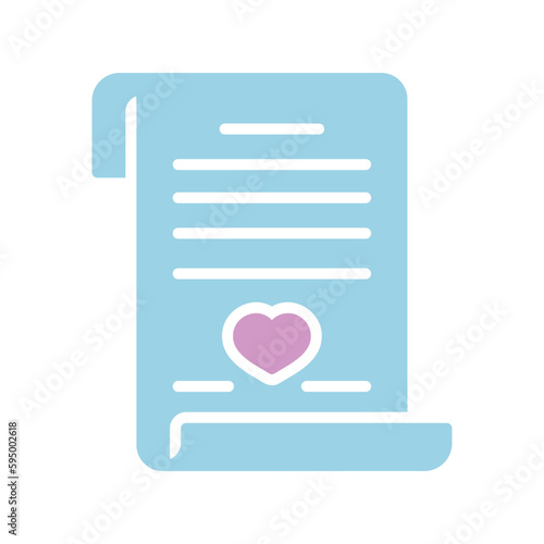 Marriage contract. Wedding certificate vector icon
