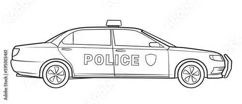 Police car sketch - vector stock illustration.