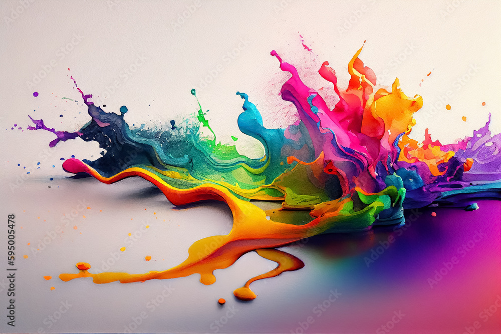 Splashes of rainbow paint. Pride concept. AI