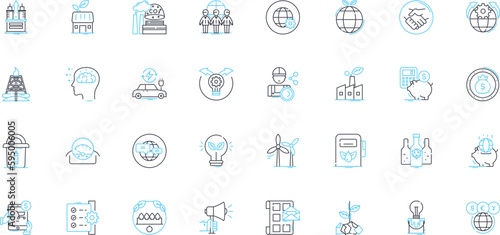 World commerce linear icons set. Globalization, Imports, Exports, Trade, Tariffs, Supply chain, Free trade line vector and concept signs. Logistics,E-commerce,Multinational outline illustrations