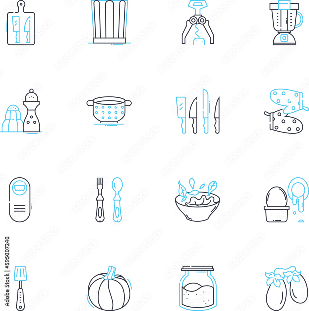 Dishware linear icons set. Plate, Bowl, Cup, Saucer, Spoon, Fork, Knife line vector and concept signs. Platter,Serving dish,Charger outline illustrations Dishware linear icons set. Plate, Bowl, Cup, Saucer, Spoon, Fork, Knife line vector and concept signs. Platter,Serving dish,Charger outline illustrations