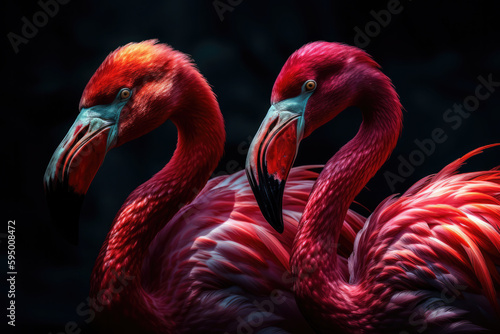 Pair Flamingos created with Generative AI Technology, ai, generative
