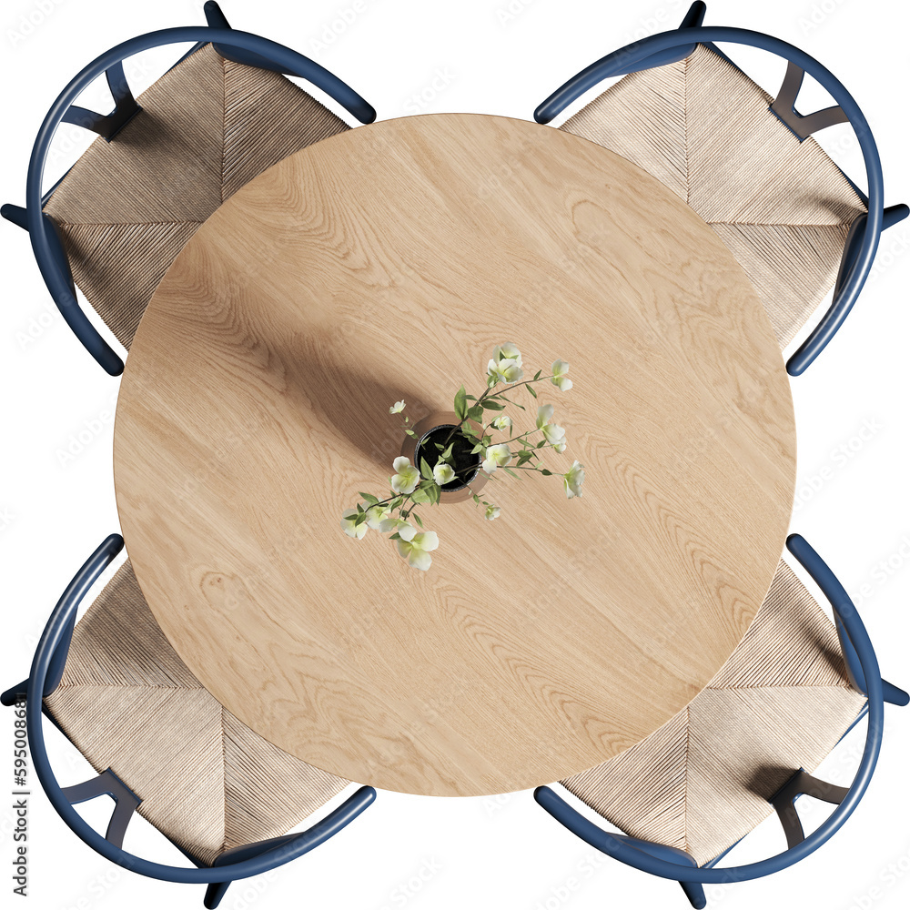 Top view of Round dining table with chairs Stock Illustration Adobe Stock