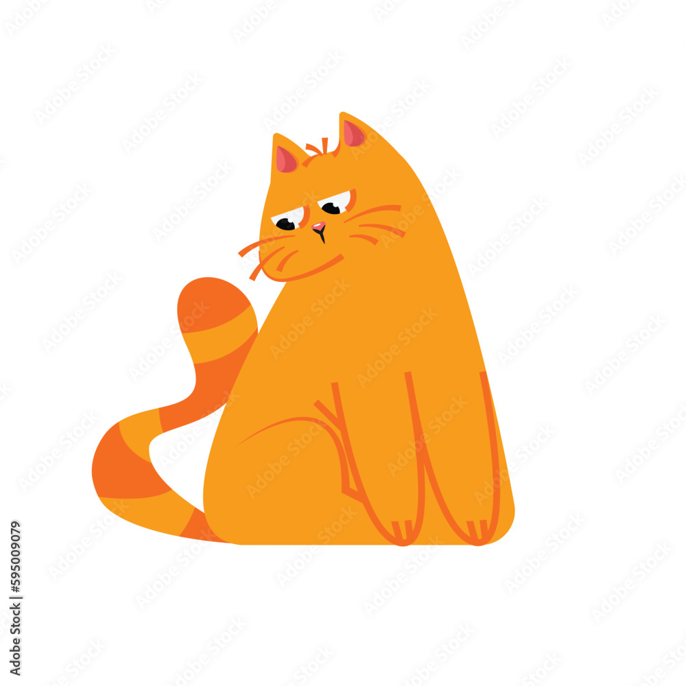 Obraz premium Orange cat vector illustration, cat flat icon