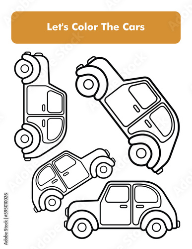 Cars Coloring Book Page In Letter Page Size Children Coloring Worksheet Premium Vector Element