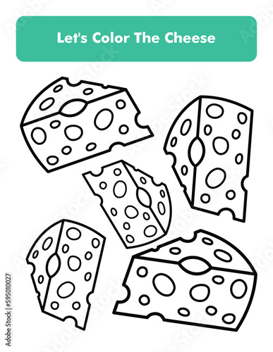 Cheese Coloring Book Page In Letter Page Size Children Coloring Worksheet Premium Vector Element
