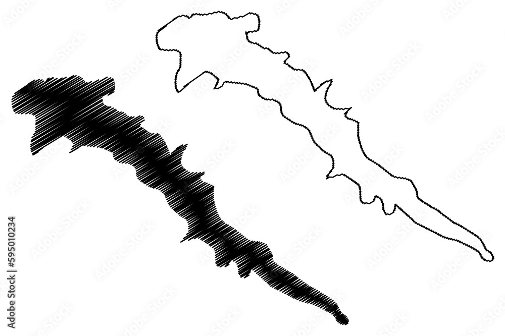 Lake Kara-Suu (Kyrgyzstan, Kyrgyz Republic) map vector illustration, scribble sketch Kara Suu or Kapacyy map Lake Kara-Suu (Kyrgyzstan, Kyrgyz Republic) map vector illustration, scribble sketch Kara Suu or Kapacyy map