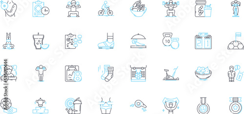 Rugby linear icons set. Tackle, Scrum, Ruck, Maul, Try, Conversion, Touchline line vector and concept signs. Lineout,Forward,Backward outline illustrations