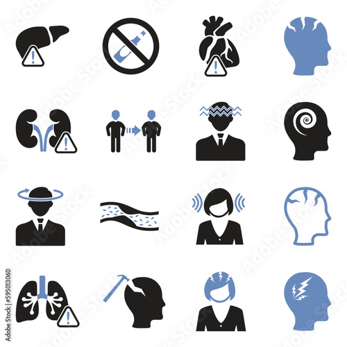 Alcoholism Icons. Two Tone Flat Design. Vector Illustration.