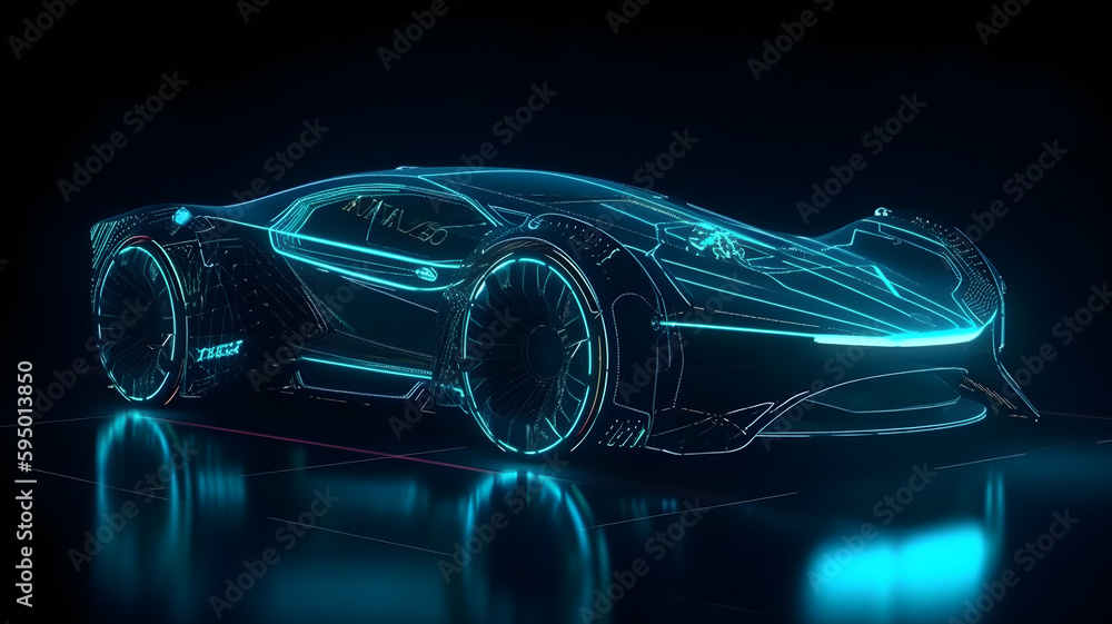 hologram futuristic electric car ,generative ai hologram futuristic electric car ,generative ai
