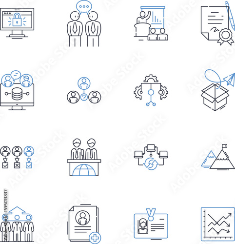 Performance review line icons collection. Feedback, Evaluation, Assessment, Appraisal, Rating, Review, Recognition vector and linear illustration. Progress,Merit,Achievement outline signs set