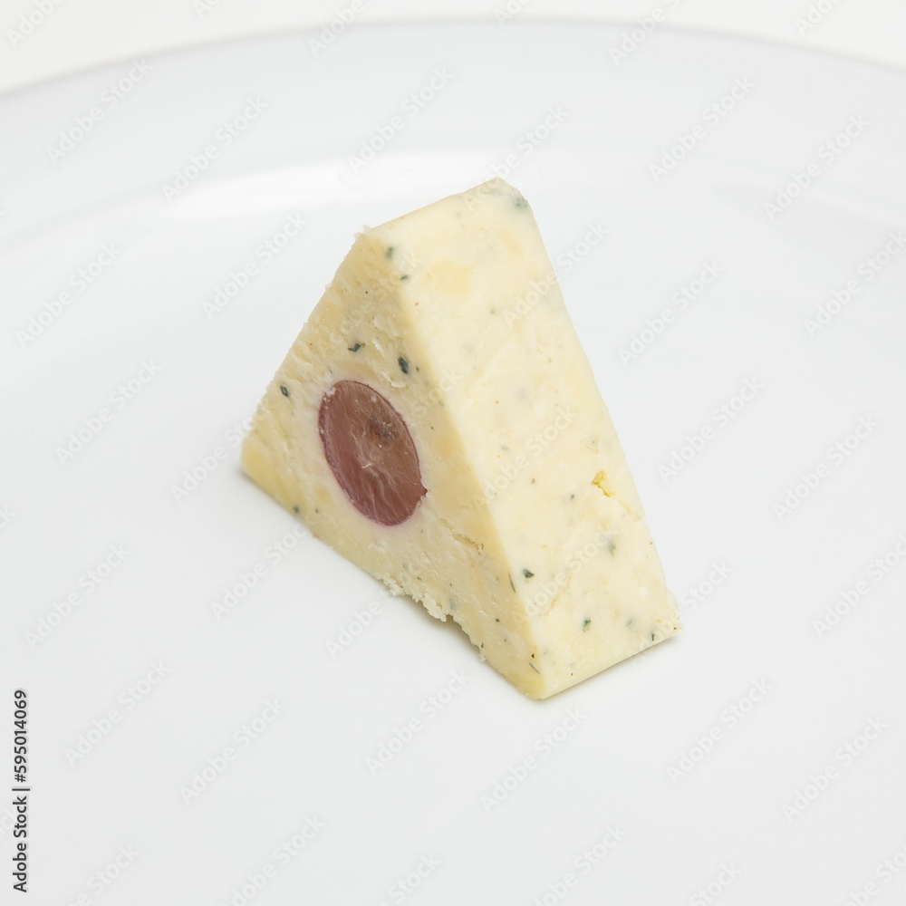 Closeup of a delicious appetizer served on a white plate