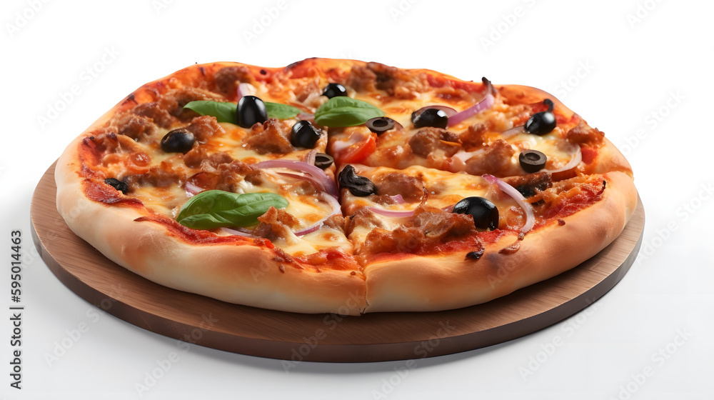 delicious and tasty pizza, isolated, generated by ai