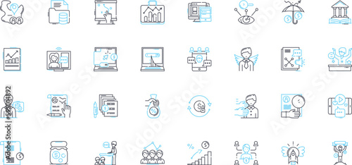 Brand skills linear icons set. Innovation, Strategy, Creativity, Design, Branding, Marketing, Communication line vector and concept signs. Digital,Advertising,Analytics outline illustrations