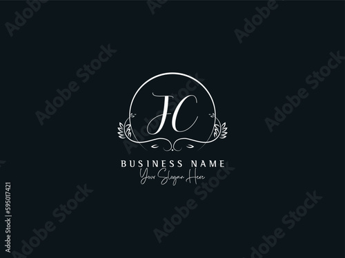 Feminine Creative JC Letter Logo, Minimal Jc cj Luxury Signature Letter Logo Template