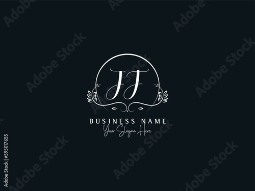 Feminine Creative JF Letter Logo, Minimal Jf fj Luxury Signature Letter Logo Template photo