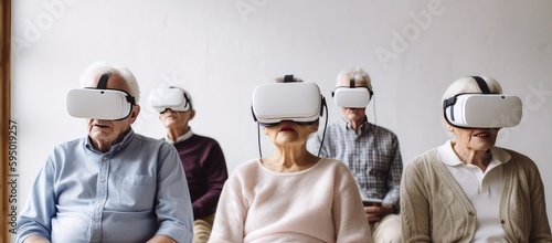 Modern Aging, elderly  using VR glasses, Generative AI