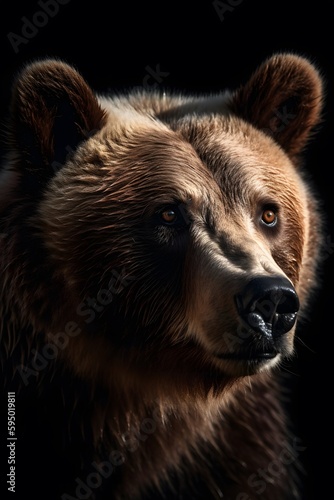 Close Up Head of Grizzly Bear, jungle mascot. Wallpapers, AI Generated