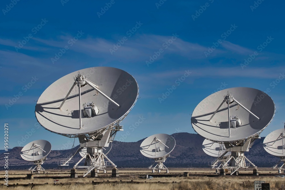 Landscape of Satellite receivers in a valley in New Mexico, the US