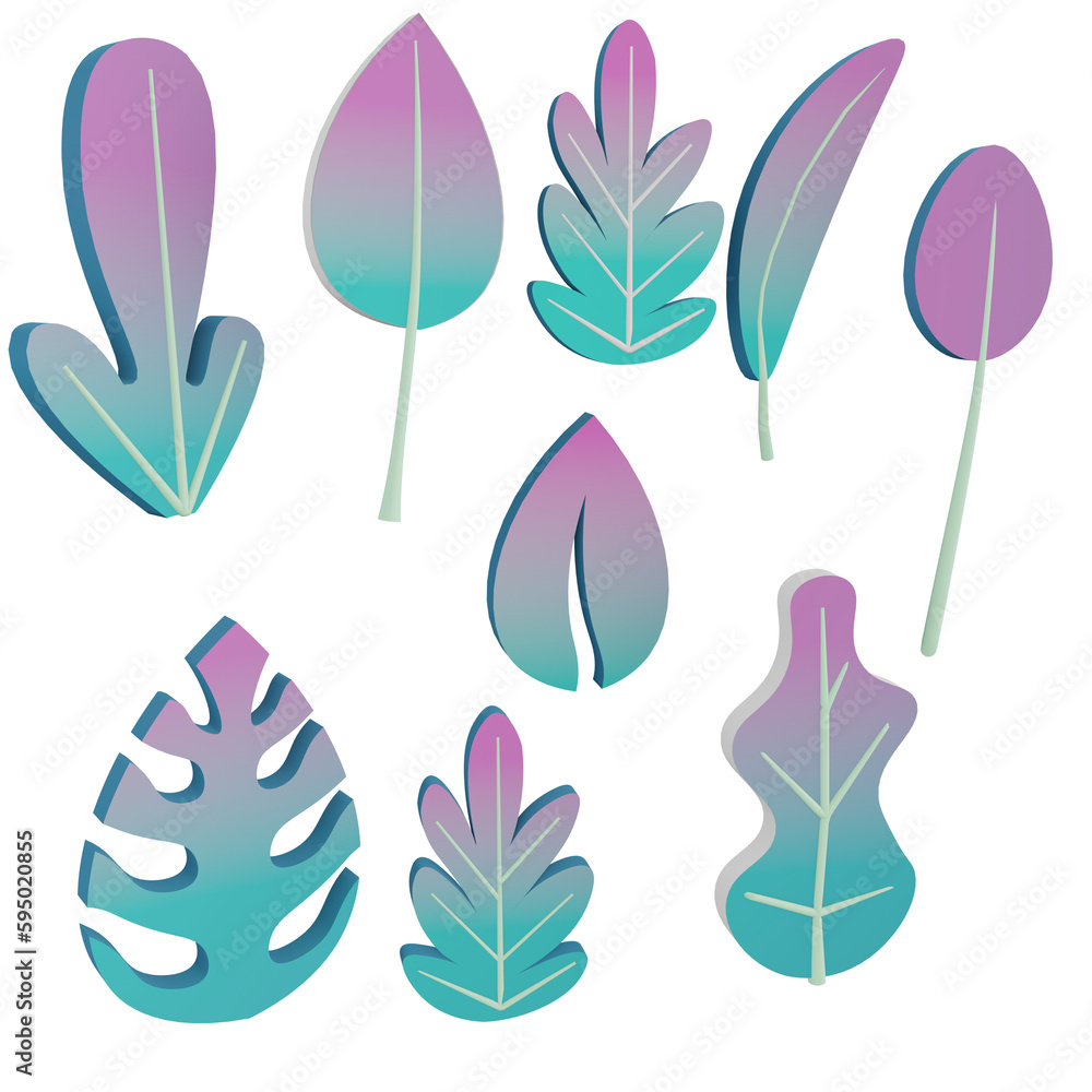 3d render of plant with chrome-gradient effect 3d render of plant with chrome-gradient effect