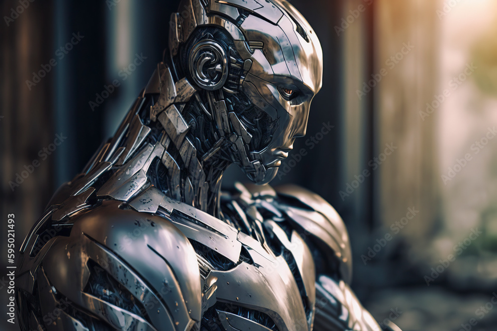The Thinking Machine: A Futuristic Portrait of an Artificially Intelligent Robot, ai generative The Thinking Machine: A Futuristic Portrait of an Artificially Intelligent Robot, ai generative