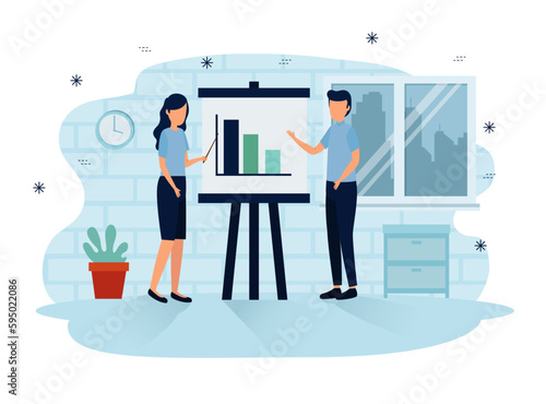illustration of people working in office