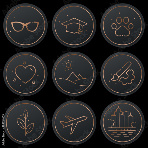 Instagram highlights stories covers trend 2023 black gold color