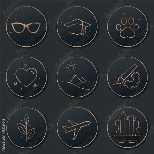 Instagram highlights stories covers trend 2023 black gold color