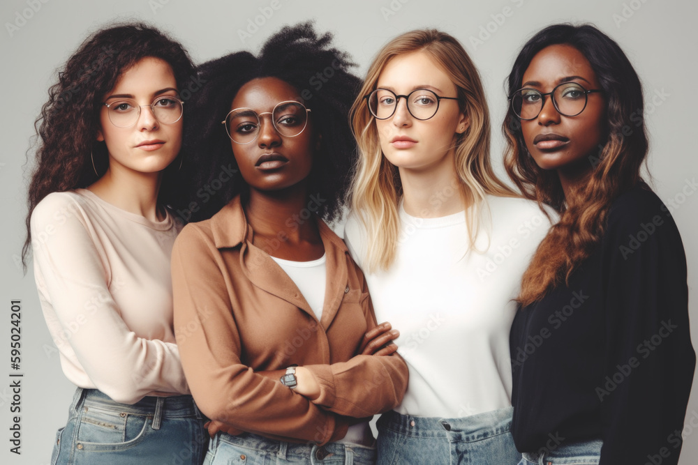 Portrait of a group of young beautiful mixed race women AI generative art Portrait of a group of young beautiful mixed race women AI generative art