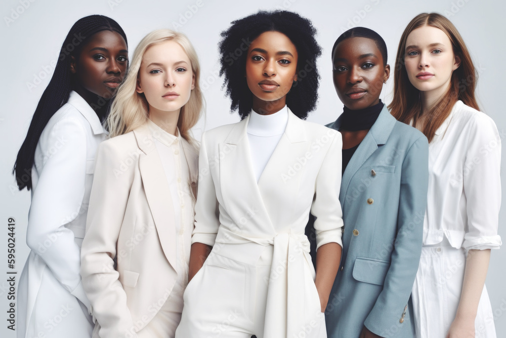 Portrait of a group of young beautiful mixed race women AI generative art Portrait of a group of young beautiful mixed race women AI generative art
