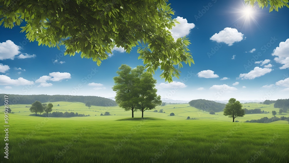 landscape with trees and clouds | ai generated image landscape with trees and clouds | ai generated image