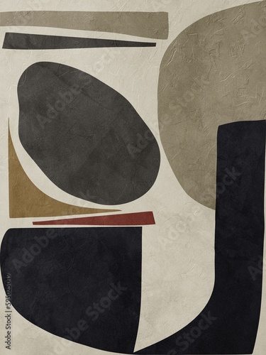 Minimalist geometric abstract organic artwork with colorful texture for decorative frame.